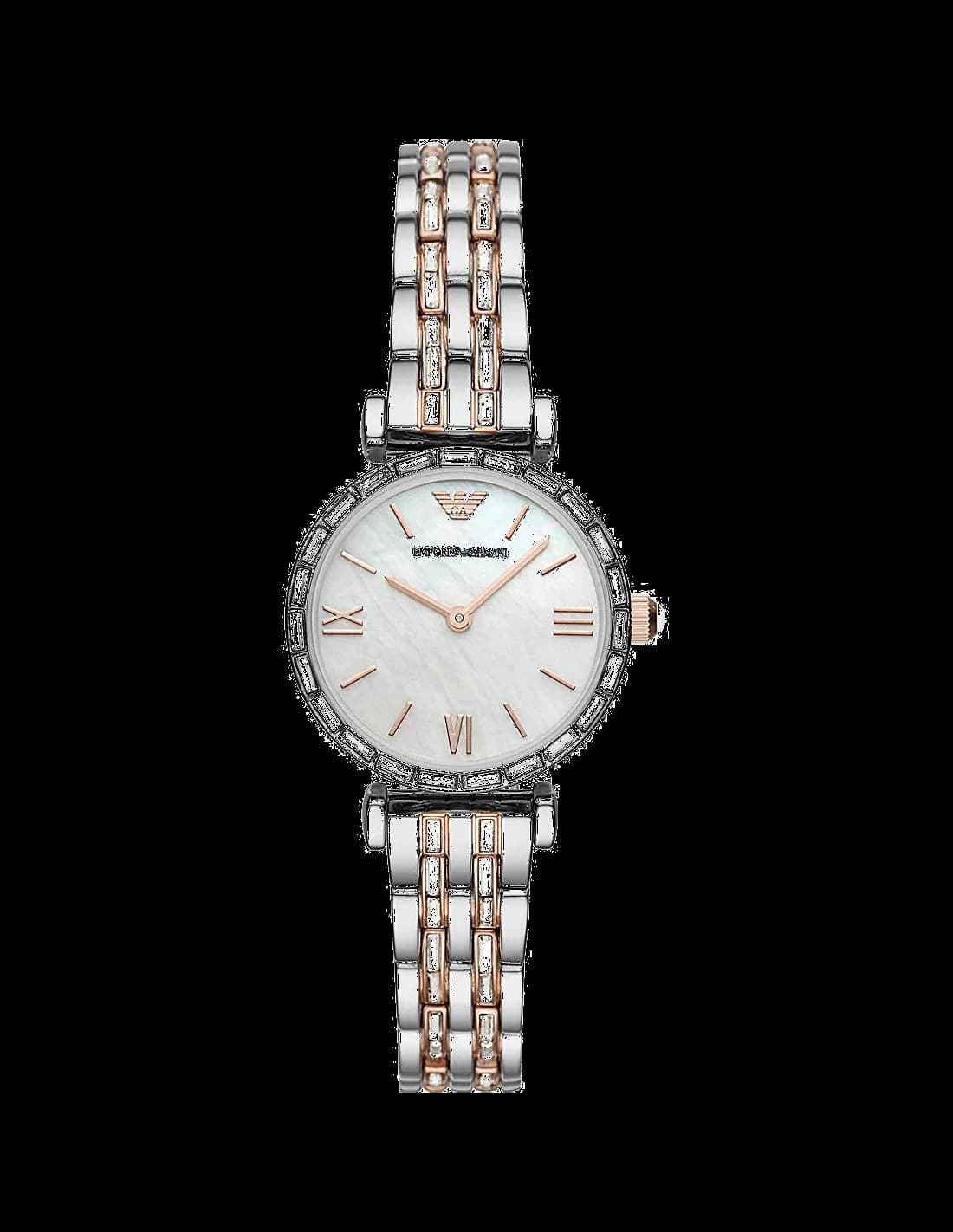 Montre Emporio Armani AR11290 Gianni T-Bar en Acier Rose Gold et Maille Milanaise