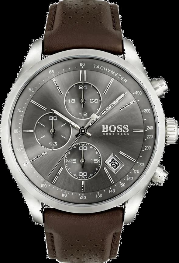 Montre Hugo Boss 1513476 avec Bracelet en Cuir Marron et Boîtier Acier