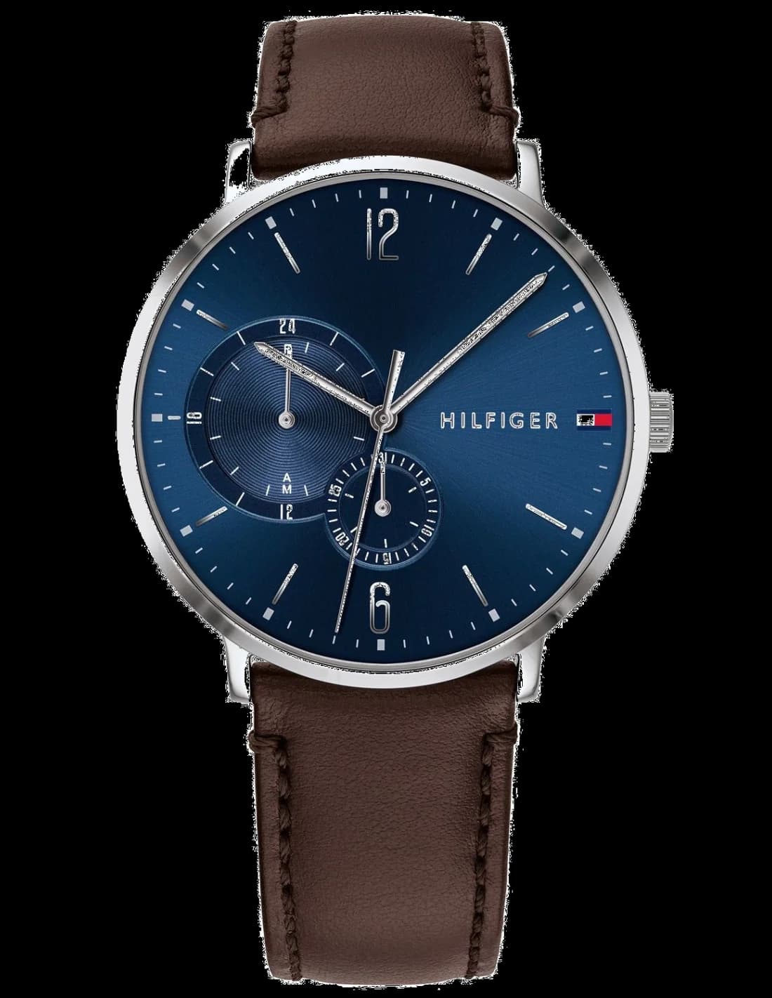 Montre Tommy Hilfiger 1791508 Boîtier Argenté et Bracelet Cuir Marron