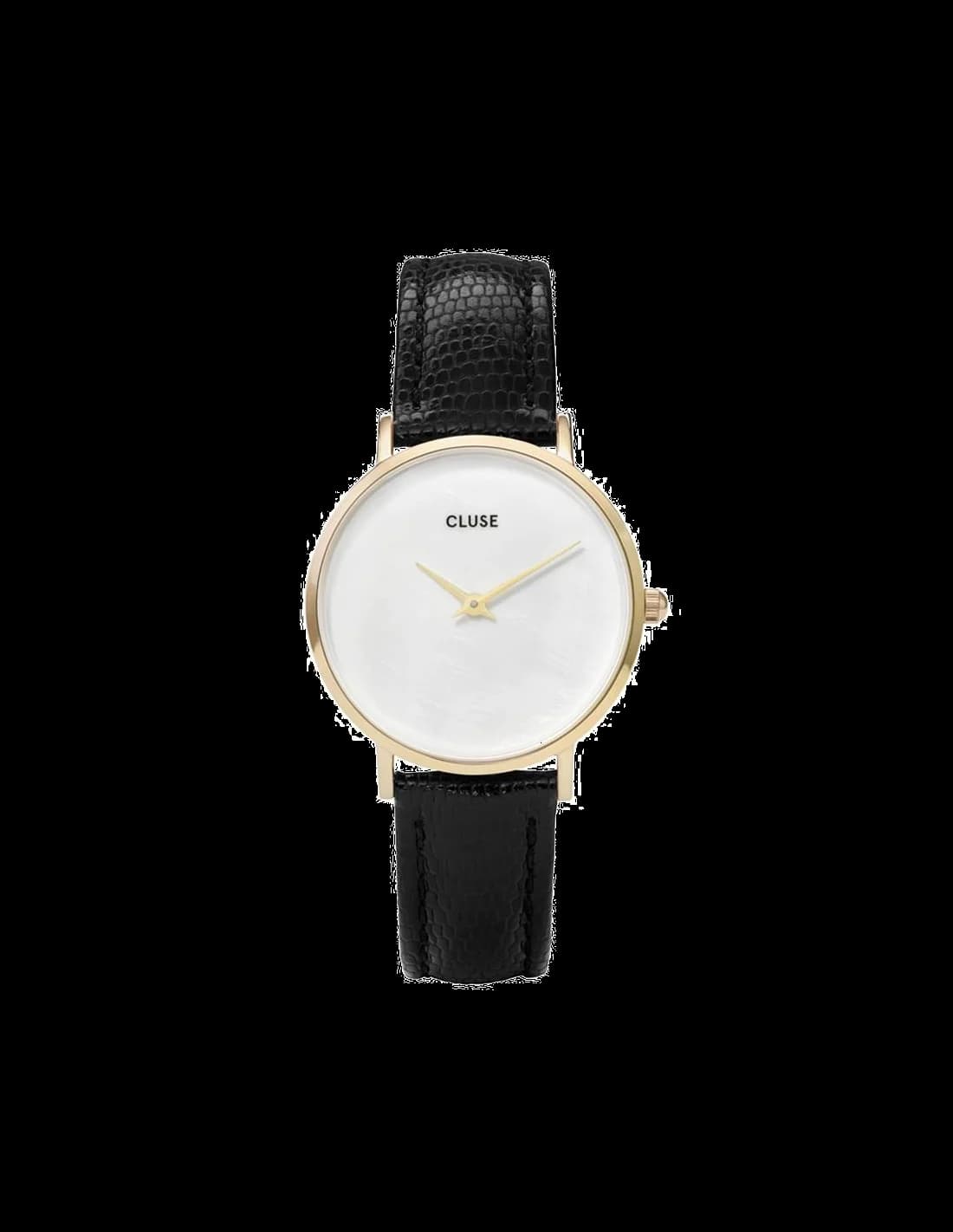 Montre Femme Cluse Minuit CL30048 - Boîtier or, Cadran nacre, Bracelet cuir noir