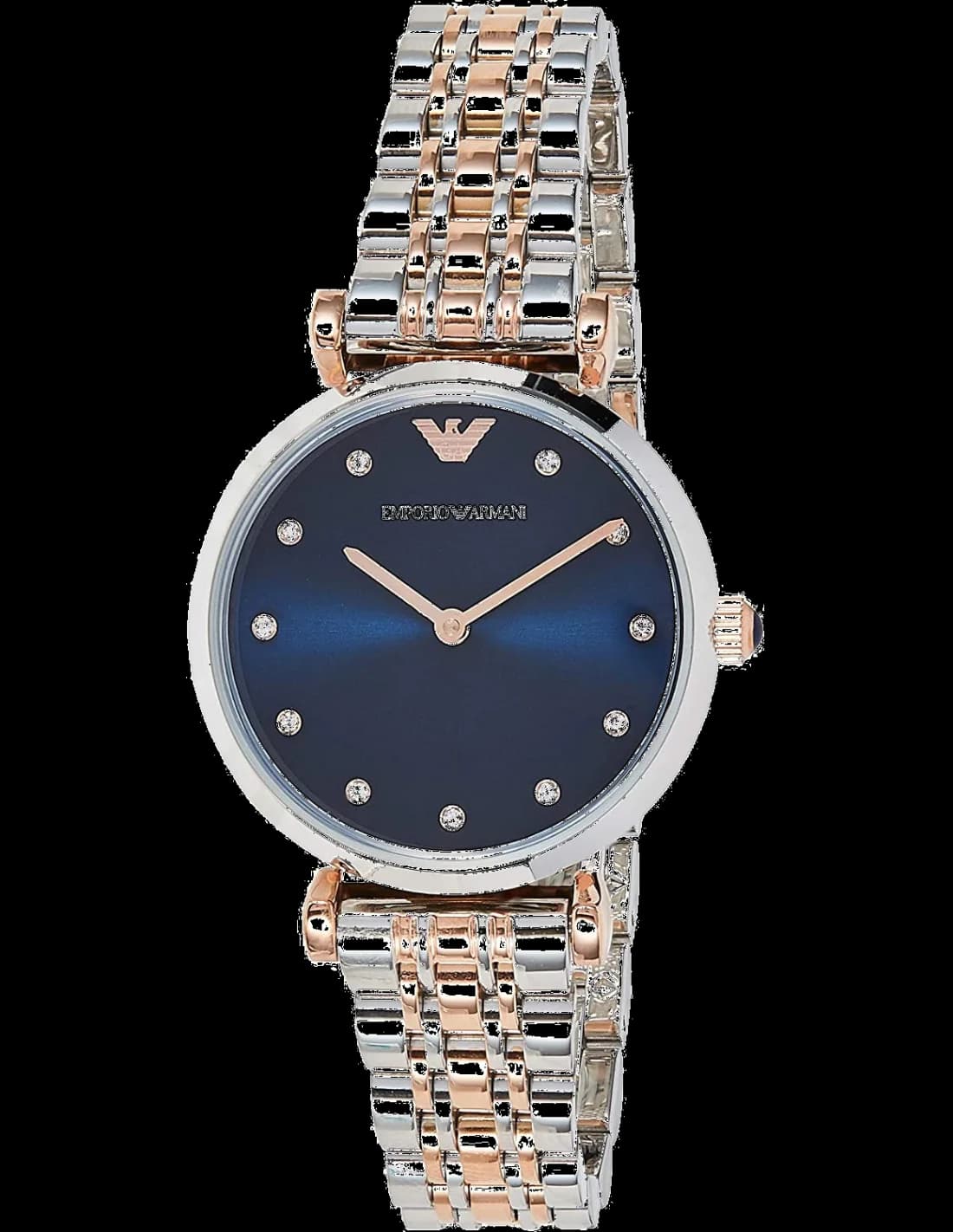 Montre Femme Emporio Armani AR11092 Gianni - Cadran Bleu Nuit, Bracelet Or Rose