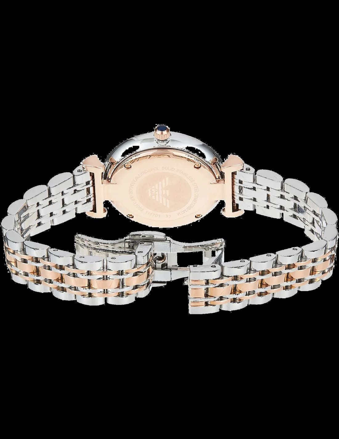 Montre Femme Emporio Armani AR11092 Gianni - Cadran Bleu Nuit, Bracelet Or Rose vue 2