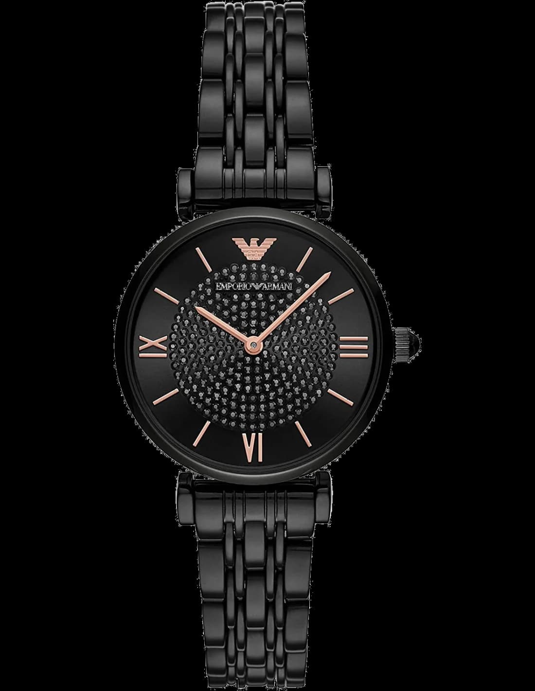 Montre Emporio Armani AR11245 Femme - Cadran et bracelet acier maille milanaise noir