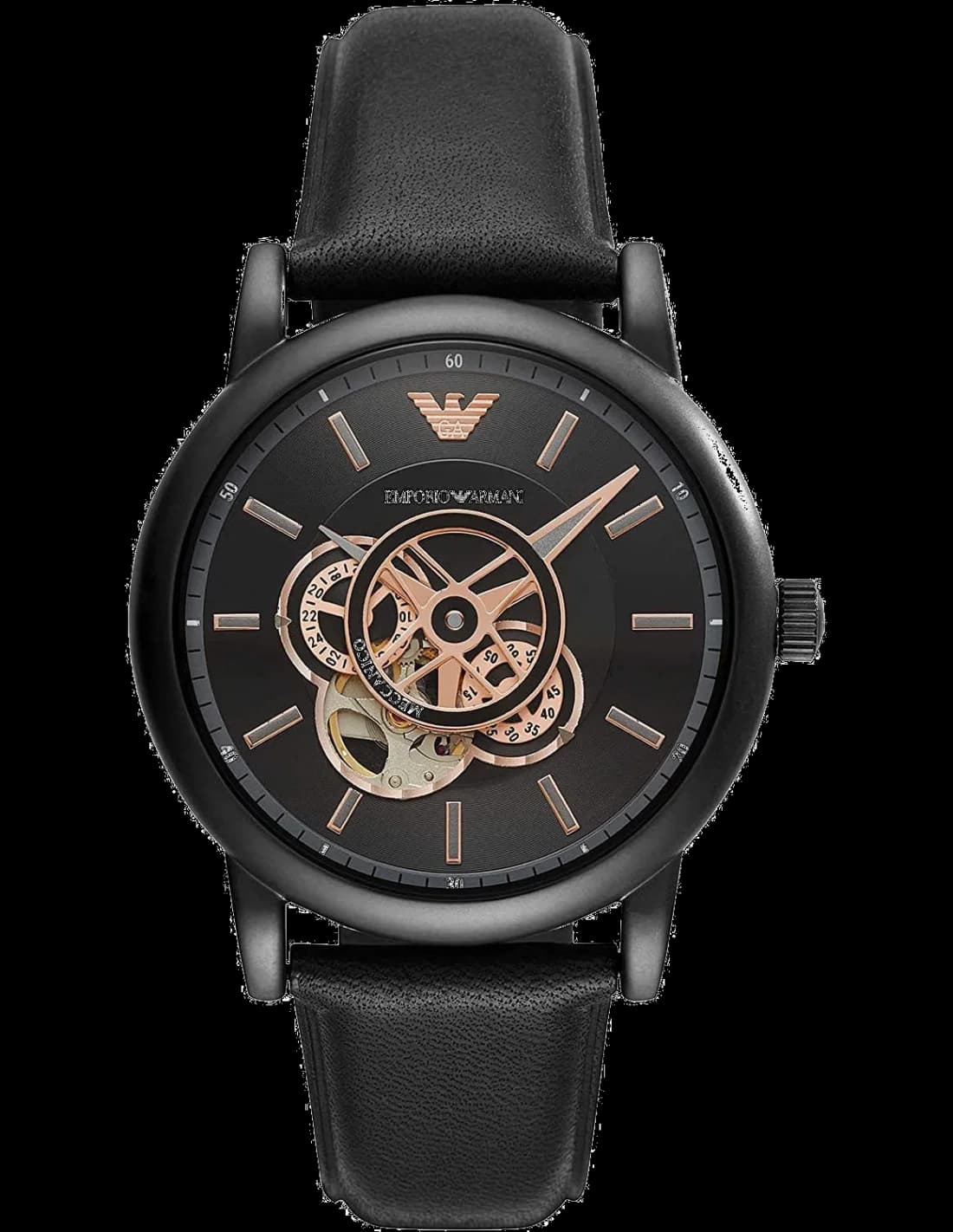 Montre Homme Emporio Armani Meccanico AR60012 Squelette Automatique Cadran Noir