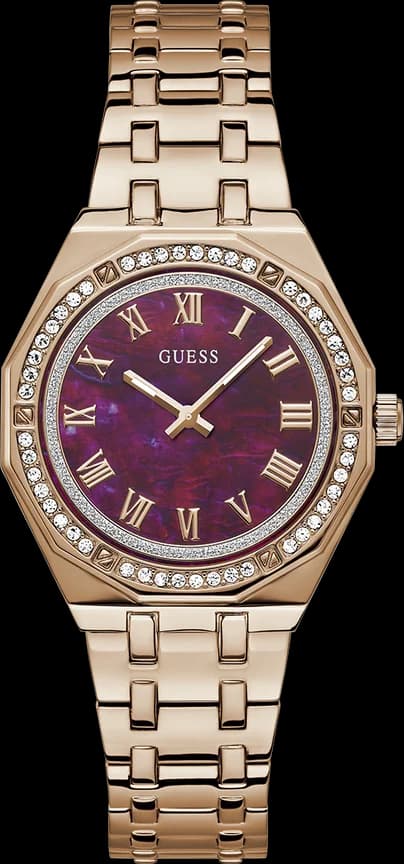 Montre Femme Guess Desire GW0770L3 - Cadran Rouge Bordeaux Nacré, Bracelet Acier Or Rose