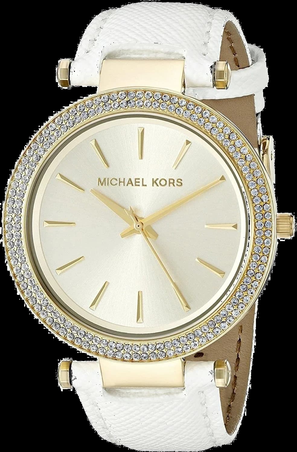 Montre Michael Kors Darci MK2391 - Cadran doré, bracelet cuir blanc pour femme