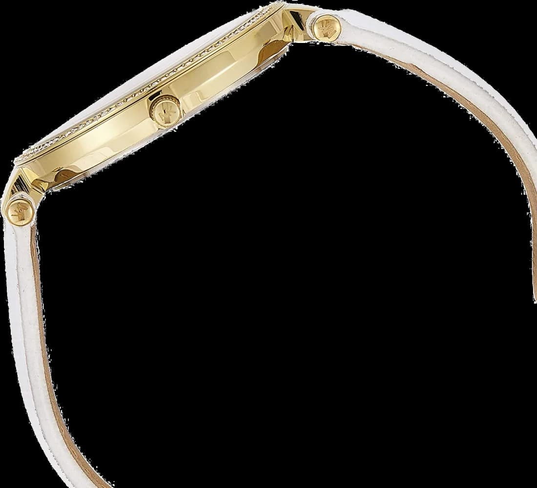 Montre Michael Kors Darci MK2391 - Cadran doré, bracelet cuir blanc pour femme vue 2