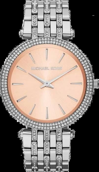 Montre Femme Michael Kors Darci MK3218, Cadran Fuchsia, Bracelet Acier Argenté et Strass
