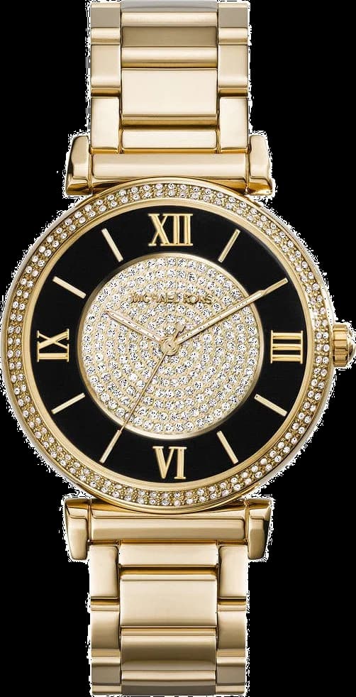 Montre Femme Michael Kors MK3338 en Or et Noir avec Incrustations de Strass