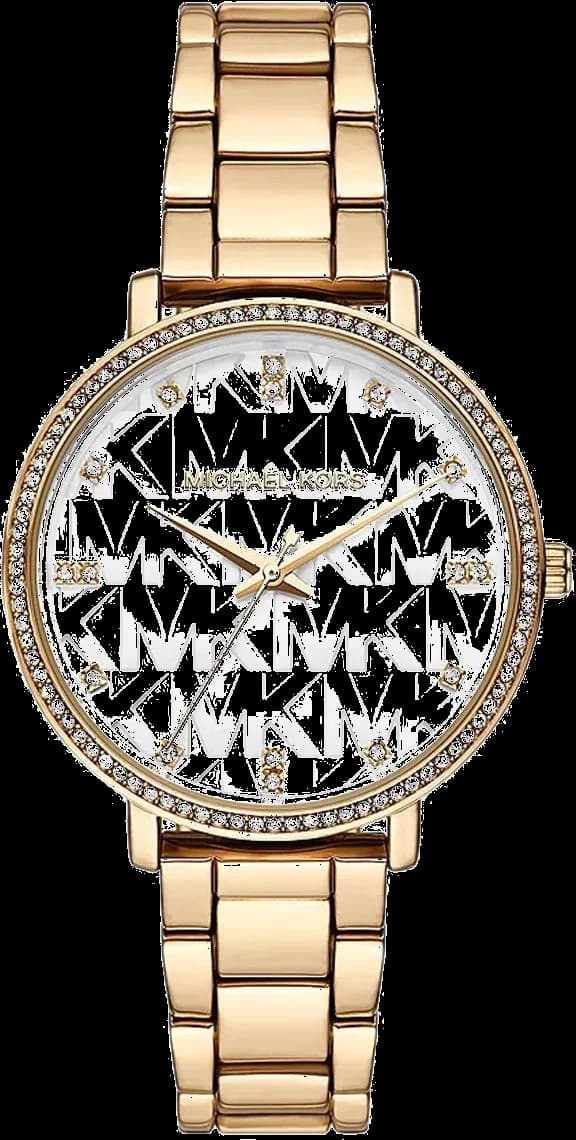 Montre-bracelet Michael Kors Pyper MK4666 pour femme, boîtier et bracelet or, cadran blanc