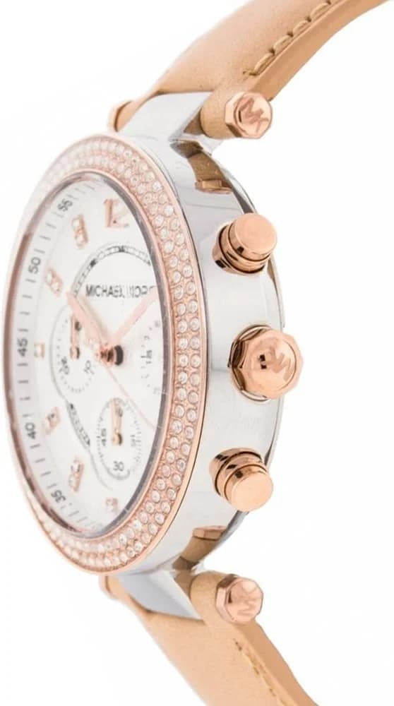 Montre Michael Kors Parker MK5633 pour Femme, Cadran Argent et Bracelet Cuir Beige vue 2