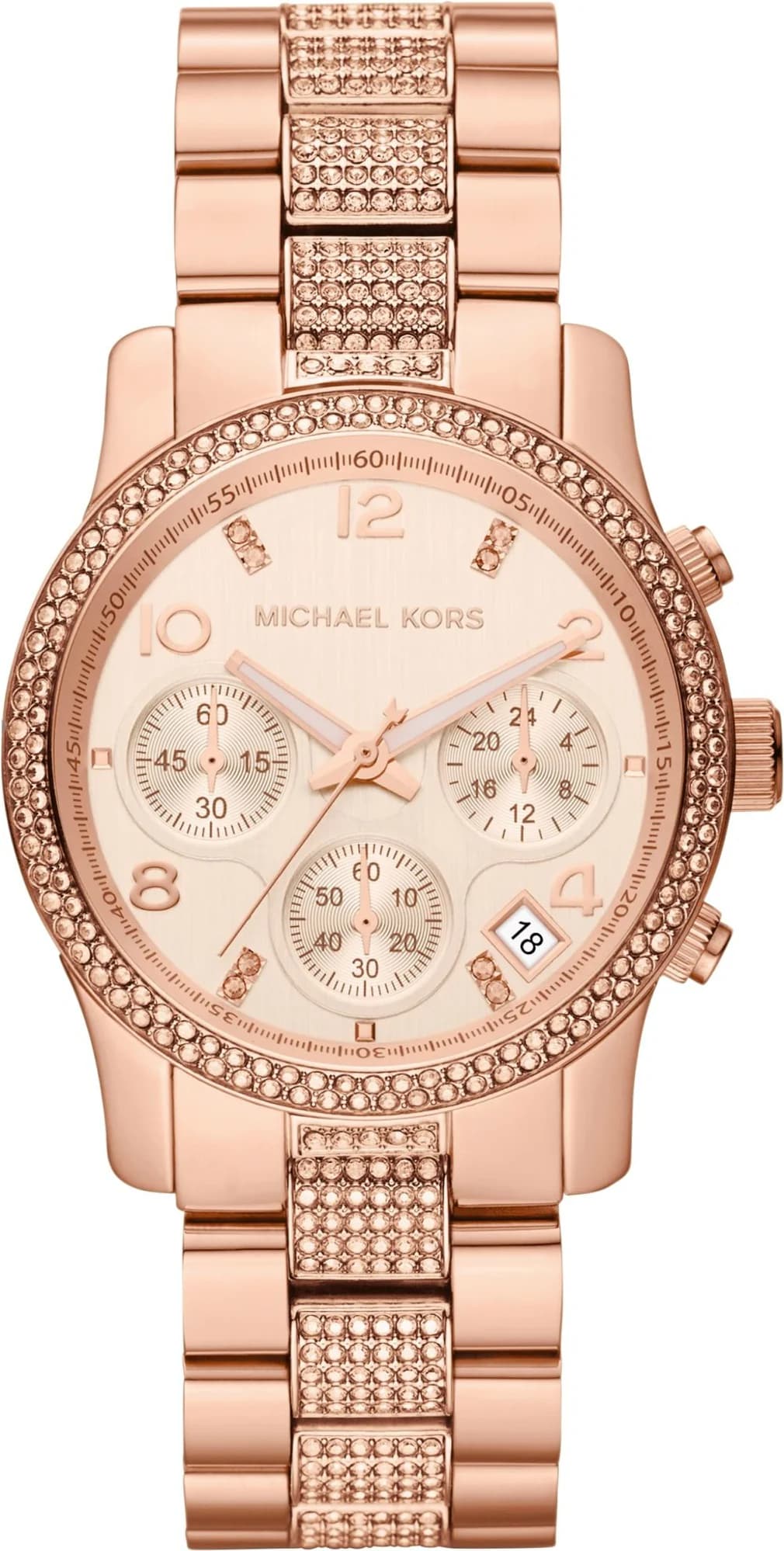 Montre Femme Michael Kors MK5827 Runway - Cadran et Bracelet Acier Or Rose avec Cristaux vue 2