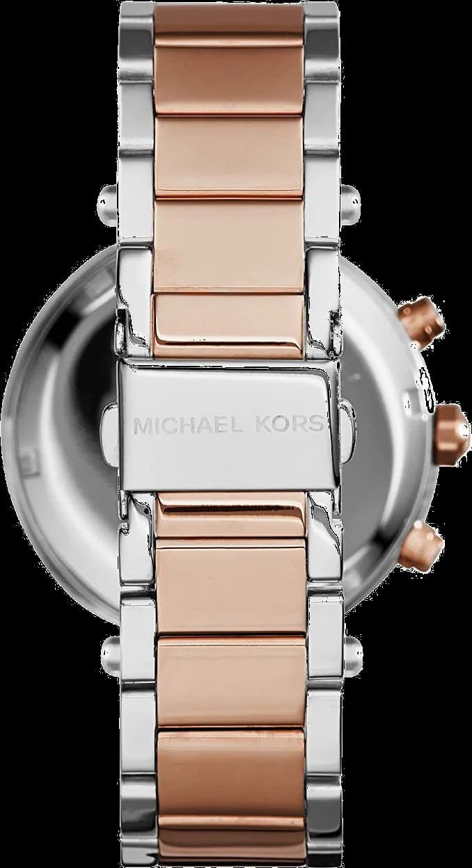 Montre Femme Michael Kors Parker MK6141 - Cadran Bleu, Bracelet Bicolore Acier Or Rose et Argent vue 3