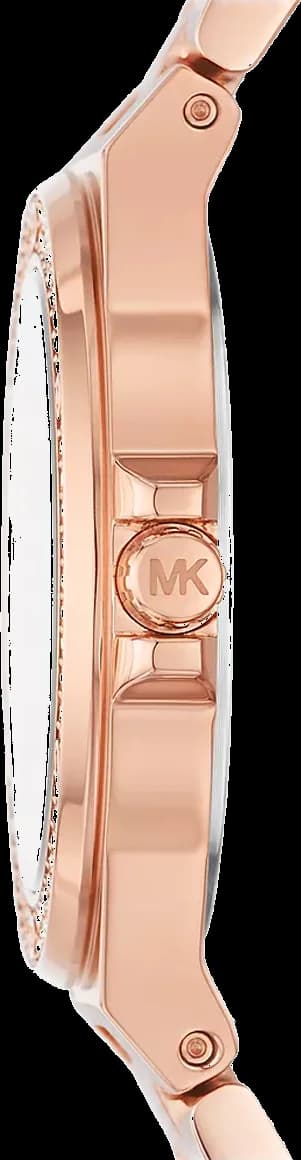 Montre Michael Kors Mini Lennox MK7279 Femme - Cadran Argent Pavé de Cristaux - Bracelet Acier Or Rose vue 3