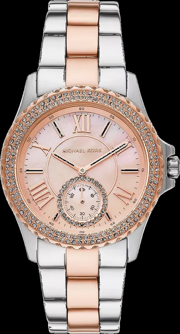 Montre femme Michael Kors Everest MK7402 - Cadran or rose, bracelet acier bicolore argent/or rose