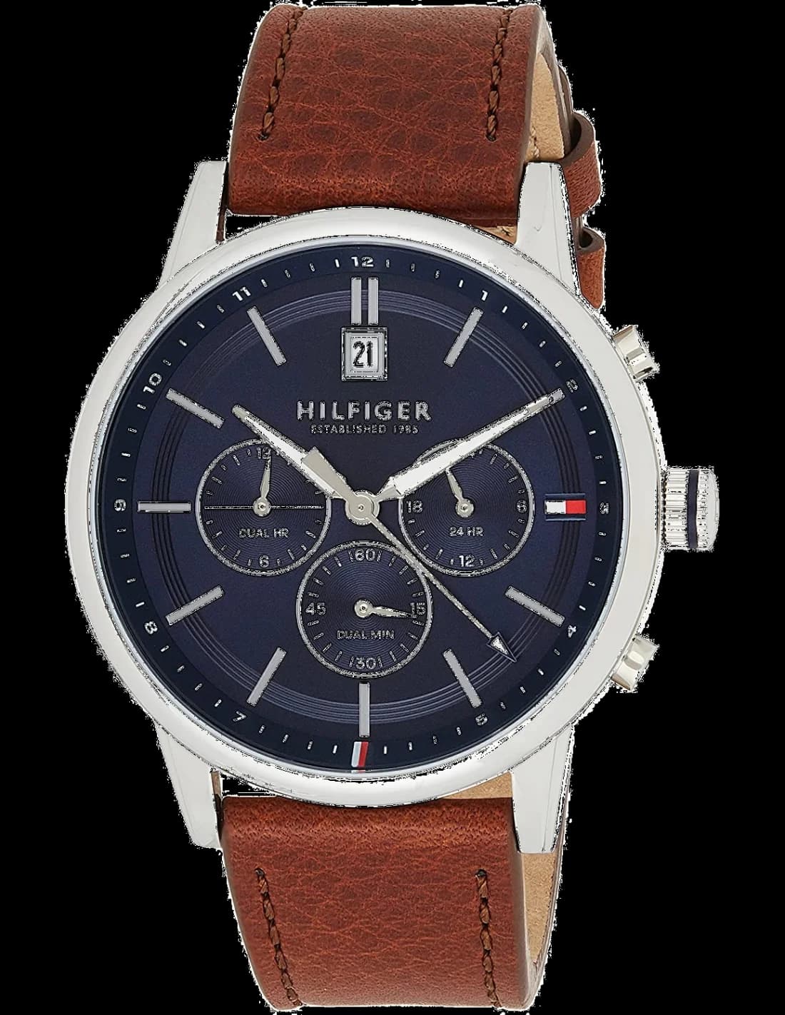 Montre Homme Tommy Hilfiger 1791629 Kyle - Cadran Bleu, Boîtier Acier & Bracelet Cuir Marron