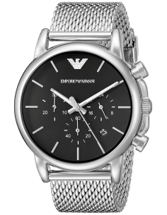 Montre Homme Emporio Armani Classic AR1811 Cadran Noir et Bracelet Maille Milanaise Argent