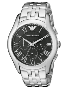 Montre Homme Emporio Armani Classic AR1786 - Cadran Noir, Boîtier et Bracelet Acier Argenté