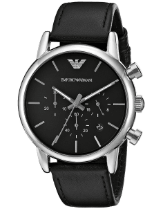 Montre Homme Emporio Armani AR1733 Cadran Noir Bracelet Cuir
