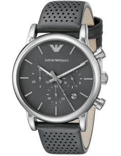 Montre Homme Emporio Armani Classic AR1735 Cadran Gris Bracelet Cuir Perforé Gris