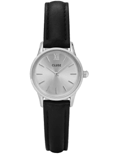 Montre femme Cluse La Vedette CL50014, cadran argenté, bracelet cuir noir