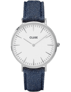 Montre Femme Cluse La Bohème CL18229 - Cadran Blanc, Bracelet Cuir Bleu