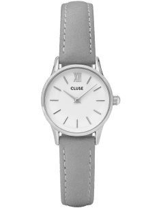 Montre Femme Cluse La Vedette CL50013 - Cadran Blanc, Bracelet Cuir Gris