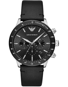 Montre Homme Emporio Armani Mario AR11243 Cadran Noir Bracelet Cuir