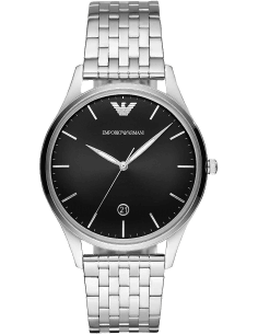 Montre Homme Emporio Armani Adriano AR11286, Cadran Noir et Bracelet Acier Argenté