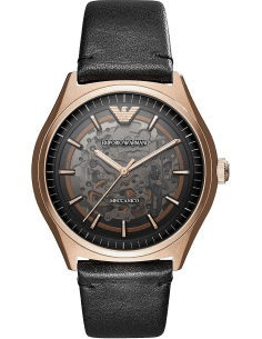 Montre Homme Emporio Armani Meccanico AR60004 Squelette, Boîtier Or Rose, Cadran Gris