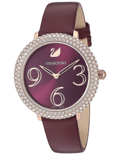 Montre Femme Swarovski Crystal Frost 5484064 Cadran Bordeaux Bracelet Cuir