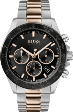 Montre Homme Hugo Boss Hero 1513757 Chronographe Acier Bicolore Or Rose et Argent
