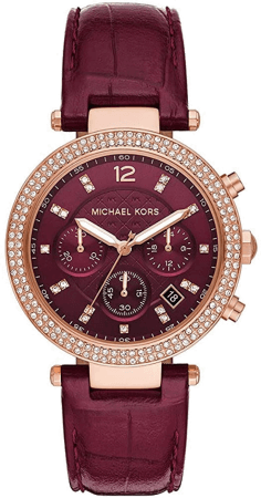 Montre Michael Kors Parker MK6986 bracelet en cuir bordeaux