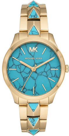 Montre Femme Michael Kors Mercer MK6670 - Cadran Bleu Turquoise, Bracelet Or Acier