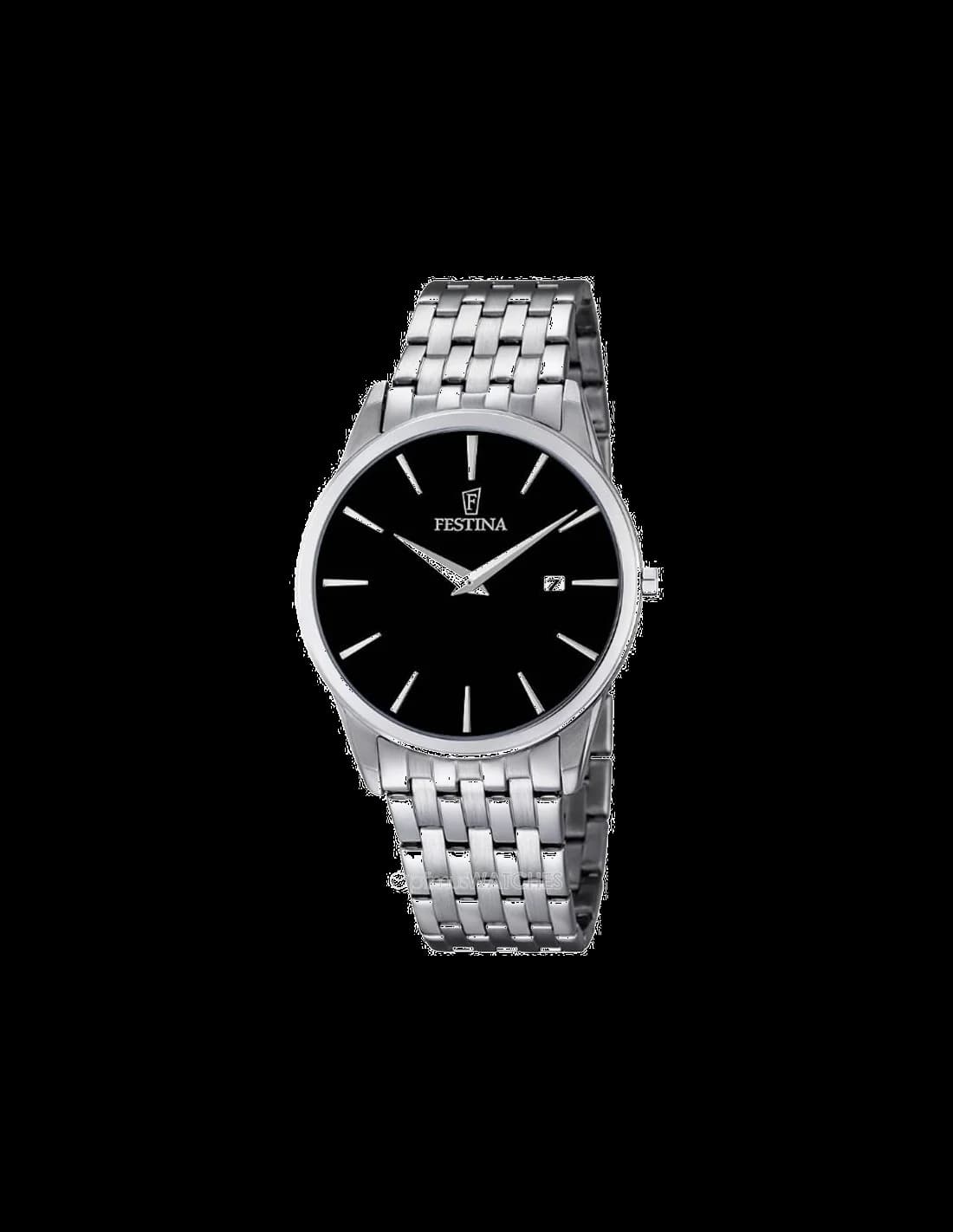 Montre Homme Festina Classic F6833/2 Cadran Noir Bracelet Acier Argenté