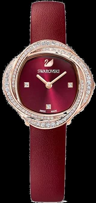 Montre Femme Swarovski 5552780 - Cadran Cristal Flower, Bracelet Cuir Bordeaux