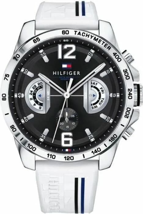 Montre Homme Tommy Hilfiger Decker 1791475 - Boîtier Silicone Doré, Bracelet Silicone Blanc