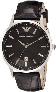 Montre Emporio Armani AR2411 avec Cadran Noir et Bracelet en Cuir