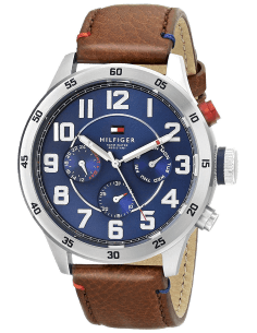 Montre Tommy Hilfiger 1791066 avec Boîtier en Acier et Bracelet en Cuir Marron