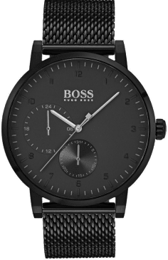 Montre Homme Hugo Boss 1513636 Boîtier Noir Bracelet Maille Milanaise Acier