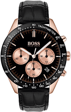Montre Homme Hugo Boss 1513580 Chronographe Cadran Noir Bracelet Cuir