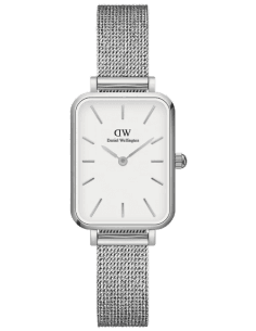 Montre Femme Daniel Wellington Quadro Pressed Sterling DW00100438 - Cadran Blanc, Maille Milanaise Argent