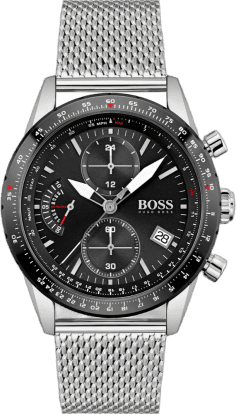 Montre Homme Hugo Boss Pilot Edition 1513886 Chronographe Cadran Noir Boîtier Acier