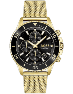 Montre Homme Hugo Boss Admiral 1513906 Chronographe Boîtier Or Cadran Noir