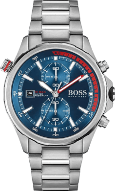 Montre Homme Hugo Boss Globetrotter 1513823 Chronographe Cadran Bleu Bracelet Acier