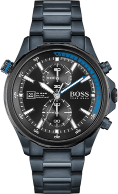 Montre Homme Hugo Boss Globetrotter 1513824 - Chronographe Cadran Bleu Mat Bracelet Acier