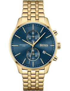 Montre Homme Hugo Boss Associate 1513841 Chronographe Cadran Bleu Bracelet Acier Doré