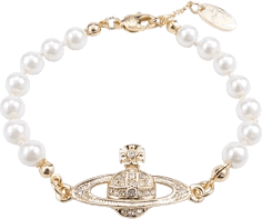 Bracelet Vivienne Westwood bas relief en perles blanches