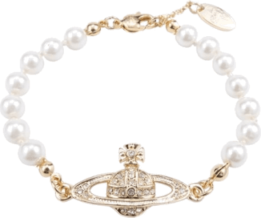 Bracelet Vivienne Westwood bas relief en perles blanches