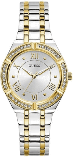 Montre Femme Guess Cosmo GW0033L4 en Acier Bicolore Argent/Or avec Lunette Strass
